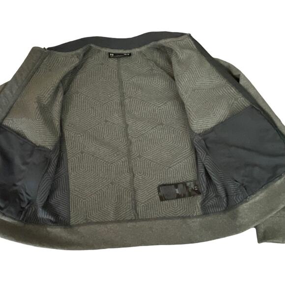 Under Armour Cold Gear Fleece Bomber Jacket Gray Women's Medium Loose Fit Active - Picture 11 of 16